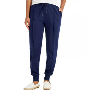 Charter Club Women's Medium Navy Blue French Terry Joggers / Sweatpants NWT
